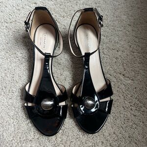 Coach Vintage Black Women's Strappy Open Toe Kitten Heels